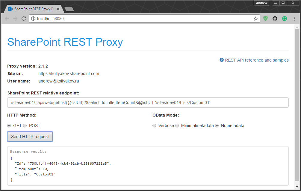 sp-rest-proxy test